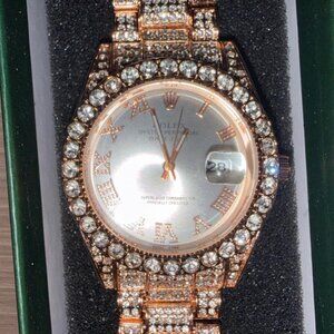 "R" similar look iced out watch